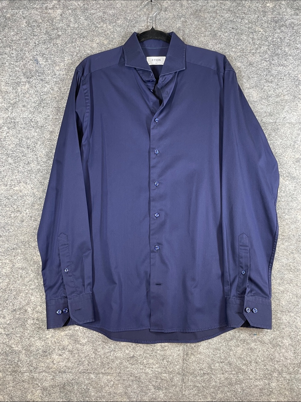 Eton Slim Fit Dress Shirt Navy 16.5 42 Luxury Business Formal Mens Minimalist